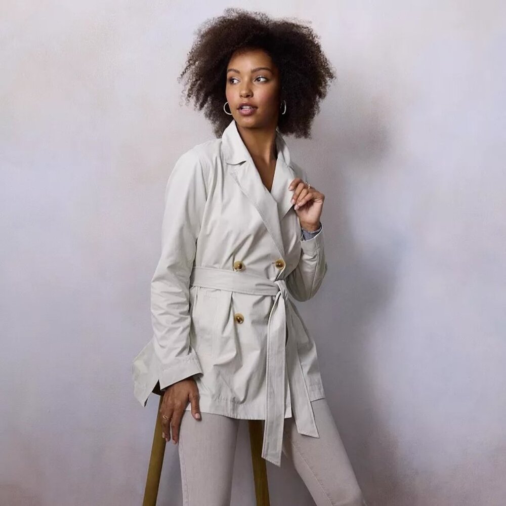 LC Lauren Conrad Shirttail-Hem Tan Trench Coat
